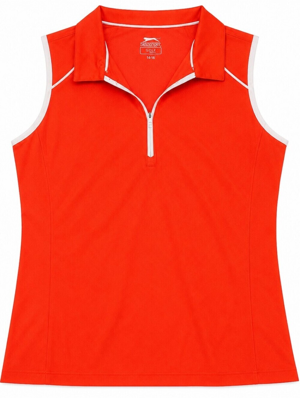 SLAZENGER Sleeveless Cotton Blend Orange Polo. - Picture 3 of 4